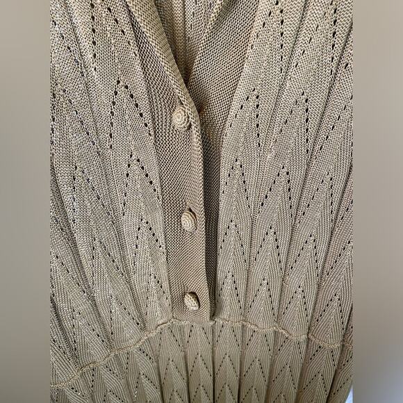 Free People Women's Open Knit Collared Dress Size Small Mustard Color Coquette - Picture 4 of 13